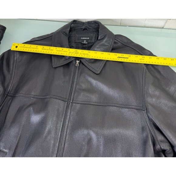 Colebrook Leather Bomber Jacket Mens 2XL XXL Black Full Zip Quilted Liner - Picture 6 of 9